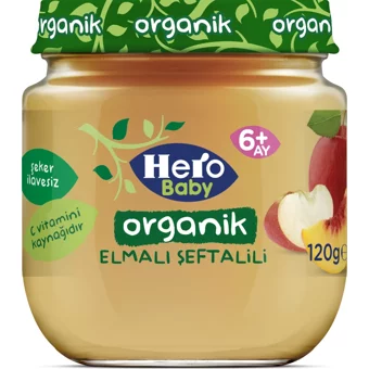 Hero Baby Tahılsız Glutensiz Organik Elmalı Kavanoz Maması 6x120 gr
