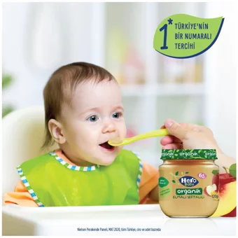 Hero Baby Tahılsız Glutensiz Organik Elmalı Kavanoz Maması 6x120 gr