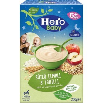 Hero Baby Gece Tahıllı Elmalı Tahıllı Sütlü Kaşık Maması 6x200 gr
