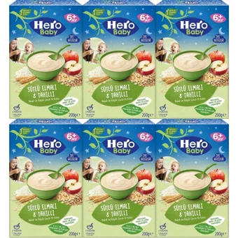 Hero Baby Gece Tahıllı Elmalı Tahıllı Sütlü Kaşık Maması 6x200 gr