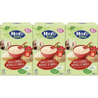 Hero Baby Tahıllı Kırmızı Meyveli Sütlü Kaşık Maması 3x200 gr
