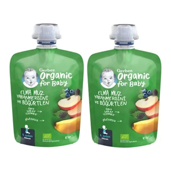 Gerber Tahılsız Glutensiz Organik Böğürtlenli Elmalı Muzlu Yabanmersinli Kaşık Maması 2x90 gr