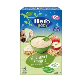 Hero Baby Gece Tahıllı Elmalı Tahıllı Sütlü Kaşık Maması 3x200 gr