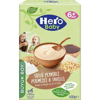 Hero Baby Tahıllı Glutensiz Pekmez Peynir Kaşık Maması 6x400 gr