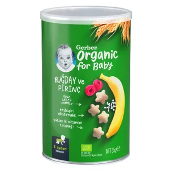 Gerber Tahıllı Organik Buğday Meyveli Pirinçli Bebek Atıştırmalığı 3x35 gr