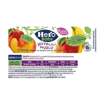 Hero Baby Tahılsız Glutensiz Muzlu Şeftali Kavanoz Maması 6x125 gr