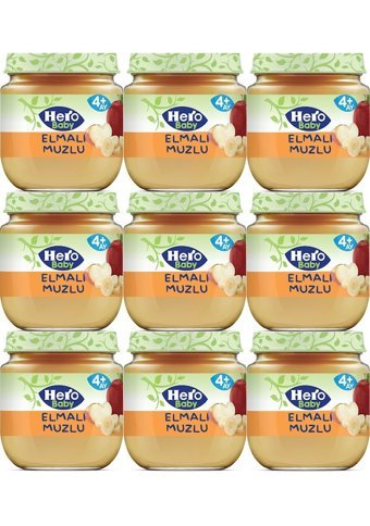 Hero Baby Tahılsız Glutensiz Elmalı Muzlu Kavanoz Maması 9x125 gr
