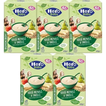 Hero Baby Tahıllı Glutensiz Meyveli Sütlü Kaşık Maması 5x400 gr