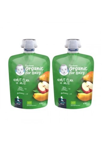 Gerber Tahılsız Glutensiz Organik Armutlu Elmalı Muzlu Kaşık Maması 2x90 gr