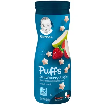 Gerber Puffs Tahıllı Organik Elmalı Çilekli Bebek Atıştırmalığı 42 gr