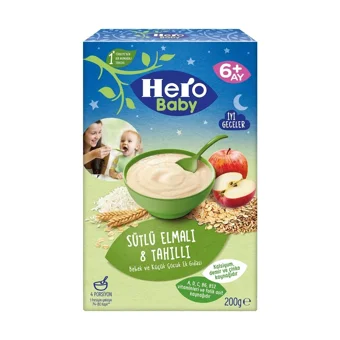 Hero Baby Gece Tahıllı Elmalı Tahıllı Sütlü Kaşık Maması 2x200 gr