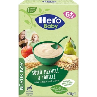 Hero Baby Tahıllı Glutensiz Meyveli Sütlü Kaşık Maması 3x400 gr