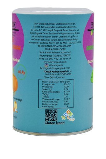 Beyorganik Tahıllı Organik Bal Kabaklı Kaşık Maması 250 gr