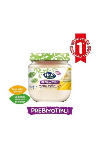 Hero Baby Tahılsız Glutensiz Muzlu Yoğurtlu Probiyotikli Kavanoz Maması 6x120 gr