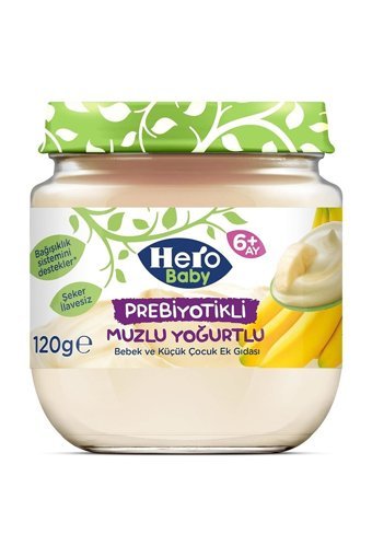 Hero Baby Tahılsız Glutensiz Muzlu Yoğurtlu Probiyotikli Kavanoz Maması 6x120 gr