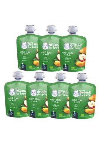 Gerber Tahılsız Glutensiz Organik Armutlu Elmalı Muzlu Kaşık Maması 7x90 gr