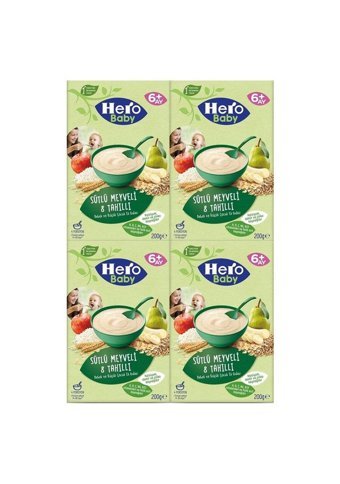 Hero Baby Tahıllı Meyveli Sütlü Kaşık Maması 4x200 gr