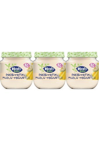 Hero Baby Tahılsız Glutensiz Muzlu Yoğurtlu Probiyotikli Kavanoz Maması 3x120 gr