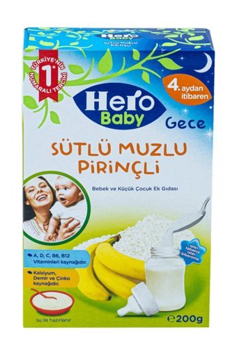 Hero Baby Gece Tahıllı Glutensiz Meyveli Pirinçli Kaşık Maması 2x200 gr