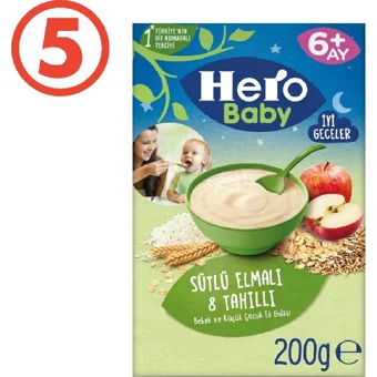 Hero Baby Tahıllı Elmalı Tahıllı Kaşık Maması 5x200 gr