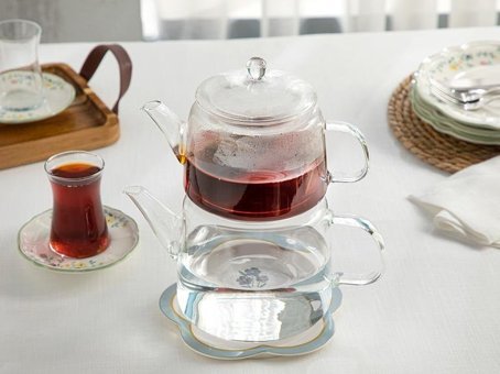 English Home Sensibile Borosilkat Cam Demlikli Çaydanlık Şeffaf