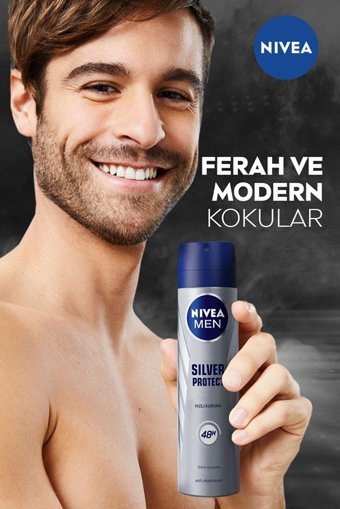 Nivea Silver Protect Pudrasız Ter Önleyici Antiperspirant Sprey Erkek Deodorant 150 ml