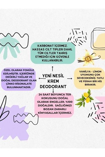 Berralina Vanilya & Limon Pudrasız Organik Krem Kadın Deodorant 50 ml