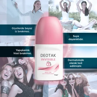 Deotak Invisible Pudrasız Ter Önleyici Roll-On Kadın Deodorant 35 ml