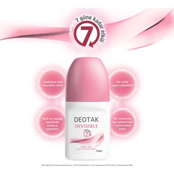 Deotak Invisible Pudrasız Ter Önleyici Roll-On Kadın Deodorant 35 ml