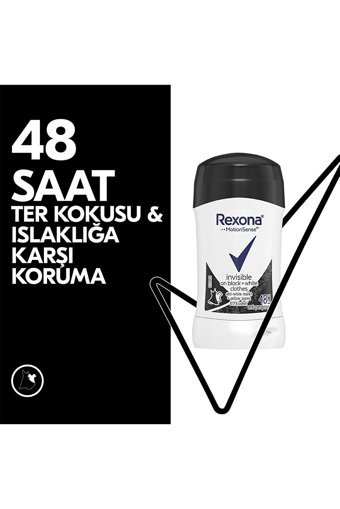 Rexona Invisible On Black+White Clothes Pudrasız Ter Önleyici Antiperspirant Stick Kadın Deodorant 2x40 ml