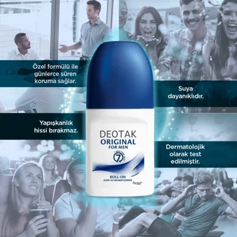 Deotak Orginal Pudrasız Ter Önleyici Roll-On Erkek Deodorant 35 ml