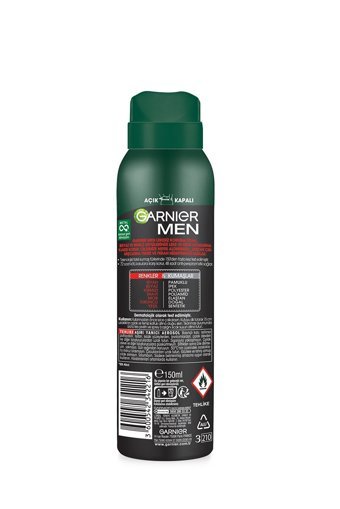 Garnier Lekesiz Koruma Pudrasız Ter Önleyici Antiperspirant Sprey Erkek Deodorant 150 ml