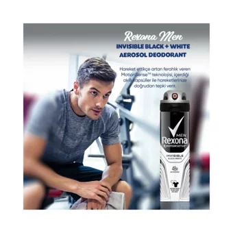 Rexona Men Invisible Black+White Pudrasız Ter Önleyici Antiperspirant Sprey Erkek Deodorant 150 ml