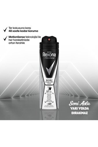 Rexona Men Invisible On Black+White Clothes Pudrasız Ter Önleyici Antiperspirant Sprey Erkek Deodorant 6x150 ml