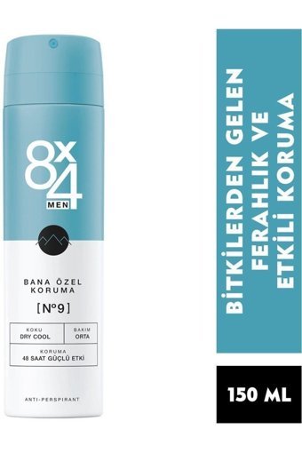 8X4 No:9 Pudralı Ter Önleyici Antiperspirant Sprey Erkek Deodorant 150 ml