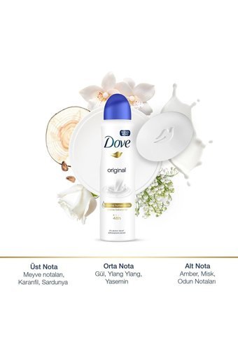 Dove Original Pudrasız Ter Önleyici Antiperspirant Sprey Kadın Deodorant 6x150 ml