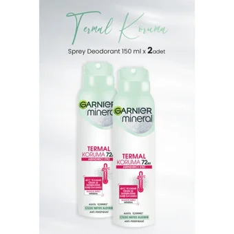 Garnier Mineral Termal Koruma Arındırıcı Etki Pudrasız Ter Önleyici Antiperspirant Sprey Unisex Deodorant 2x150 ml