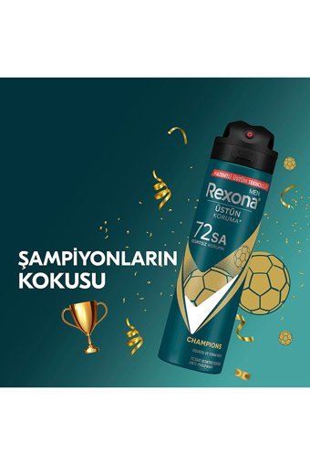 Rexona Üstün Koruma Champions Pudrasız Ter Önleyici Antiperspirant Sprey Erkek Deodorant 3x150 ml