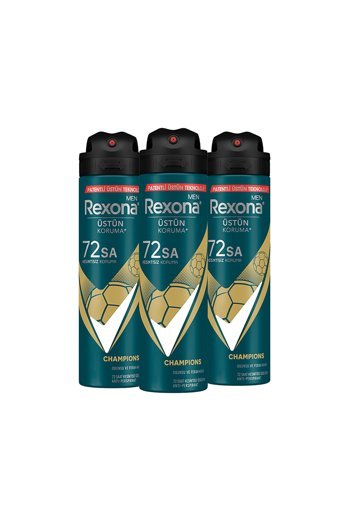 Rexona Üstün Koruma Champions Pudrasız Ter Önleyici Antiperspirant Sprey Erkek Deodorant 3x150 ml