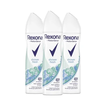 Rexona Shower Fresh Pudrasız Ter Önleyici Antiperspirant Sprey Kadın Deodorant 3x150 ml