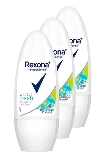 Rexona Stay Fresh Pudrasız Ter Önleyici Antiperspirant Roll-On Kadın Deodorant 3x50 ml