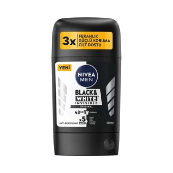 Nivea Black&White Invisible Original Pudrasız Ter Önleyici Antiperspirant Stick Erkek Deodorant 50 ml