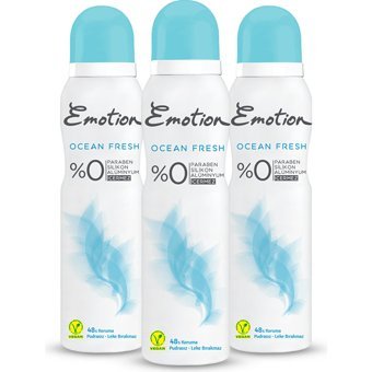 Emotion Ocean Fresh Pudrasız Ter Önleyici Sprey Kadın Deodorant 3x150 ml