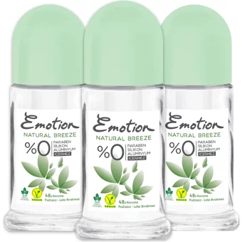 Emotion Natural Breeze Pudrasız Ter Önleyici Roll-On Kadın Deodorant 3x50 ml