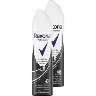 Rexona Invisible On Black+White Clothes Pudrasız Ter Önleyici Antiperspirant Sprey Kadın Deodorant 2x150 ml