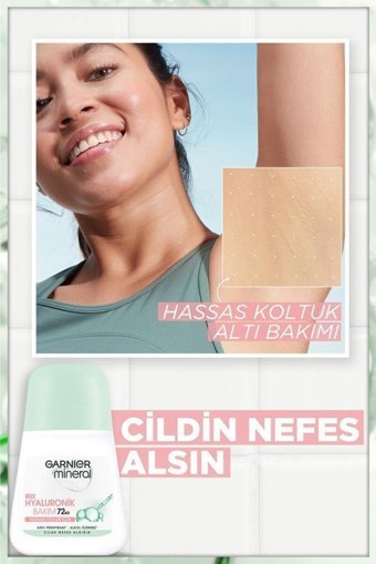 Garnier Mineral Hyaluronik Bakım Pudrasız Ter Önleyici Antiperspirant Roll-On Kadın Deodorant 50 ml