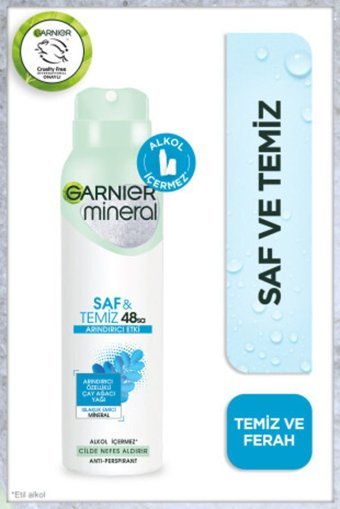 Garnier Mineral Saf & Temiz Pudrasız Ter Önleyici Antiperspirant Sprey Unisex Deodorant 3x150 ml