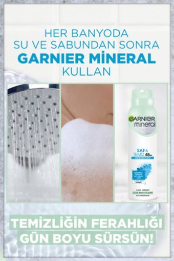 Garnier Mineral Saf & Temiz Pudrasız Ter Önleyici Antiperspirant Sprey Unisex Deodorant 3x150 ml