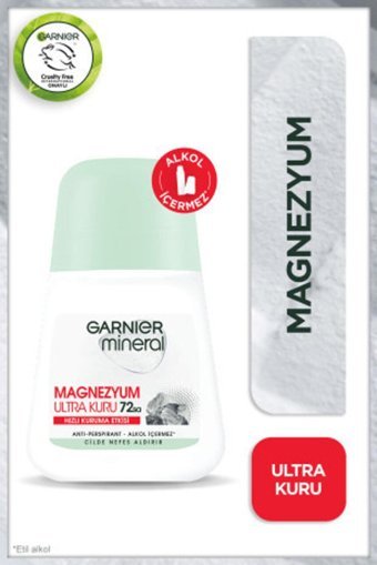 Garnier Mineral Magnezyum Ultra Kuru Pudrasız Ter Önleyici Antiperspirant Roll-On Kadın Deodorant 5x50 ml