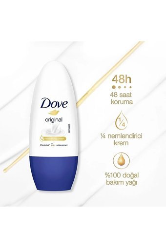 Dove Original Pudrasız Ter Önleyici Antiperspirant Roll-On Kadın Deodorant 2x50 ml